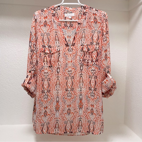 🆕Two by Vince Camuto Autumn Snakeskin Print Pull-Over blouse Sz L - Picture 5 of 7
